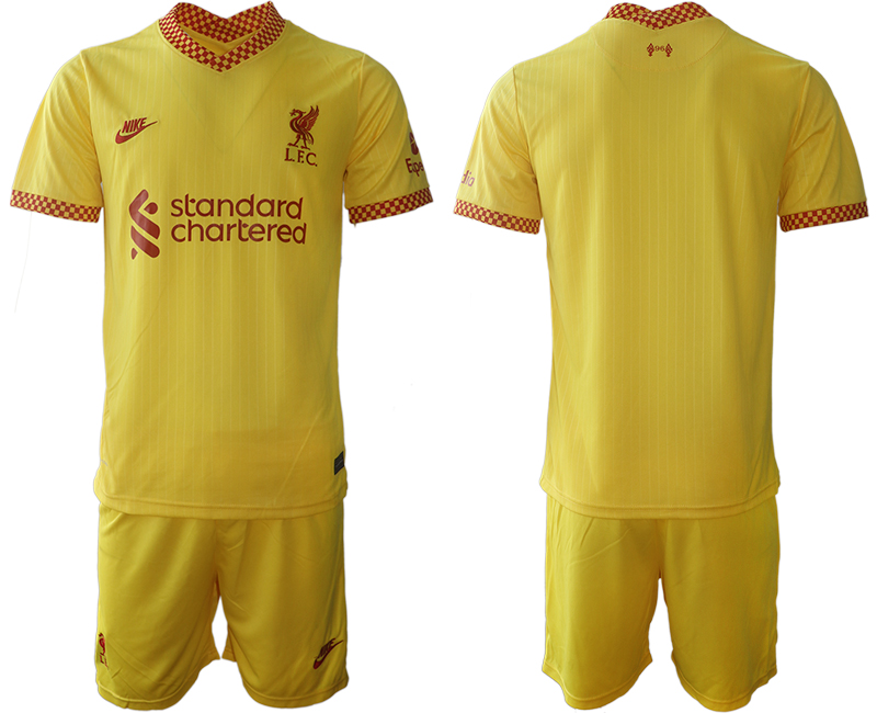 Men 2021-2022 Club Liverpool Second away yellow blank Soccer Jersey